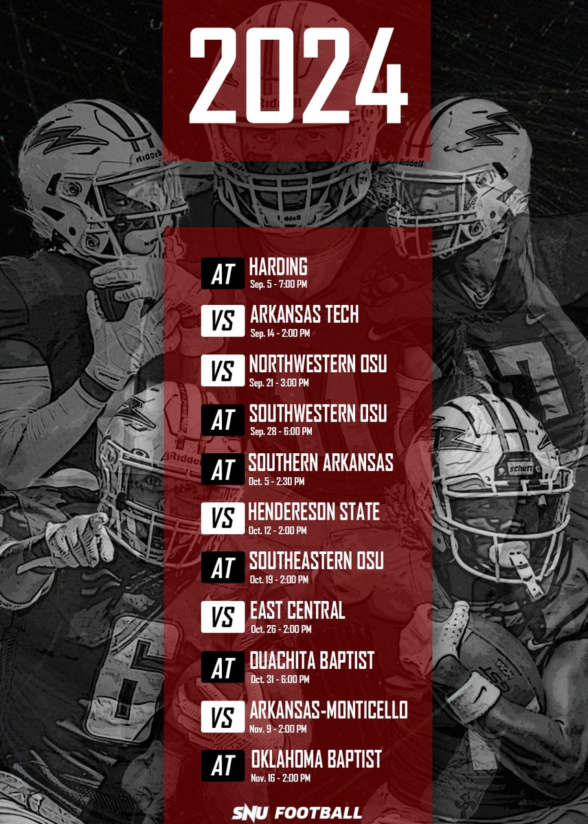 Counting down the days to the fall! <a href="/SNUFootball/">SNU Football</a> kicks off their 2024 campaign on Sep. 5 at Harding!

#BoltsUp⚡️