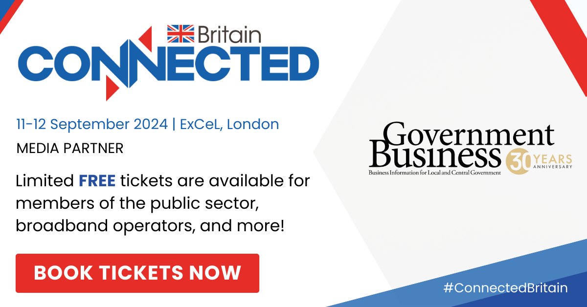 Government Business is thrilled to be a Media Partner for #ConnectedBritain, the UK’s most important digital economy event. 
 
Attend for FREE through Connected Britain’s free ticket programme. 

 terrapinn.com/CB24/GBM/FTick…