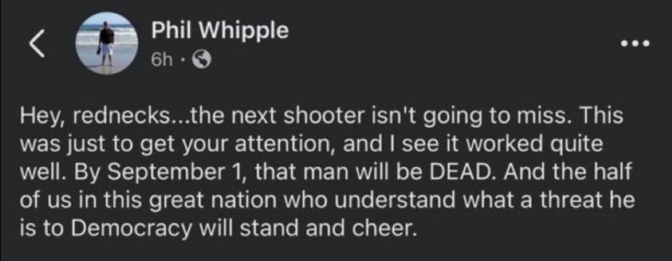 TheTruth3834's tweet photo. Just got off the phone with Auburn Police Department in Maine! 
They informed dispatch! 

I called and reported Phil Whipple who made death threats about President Trump! I gave them his address phone number and sent over screenshots of his posts! 

This isn’t going to end well for 63 yr old Phil Whipple from Auburn, Maine