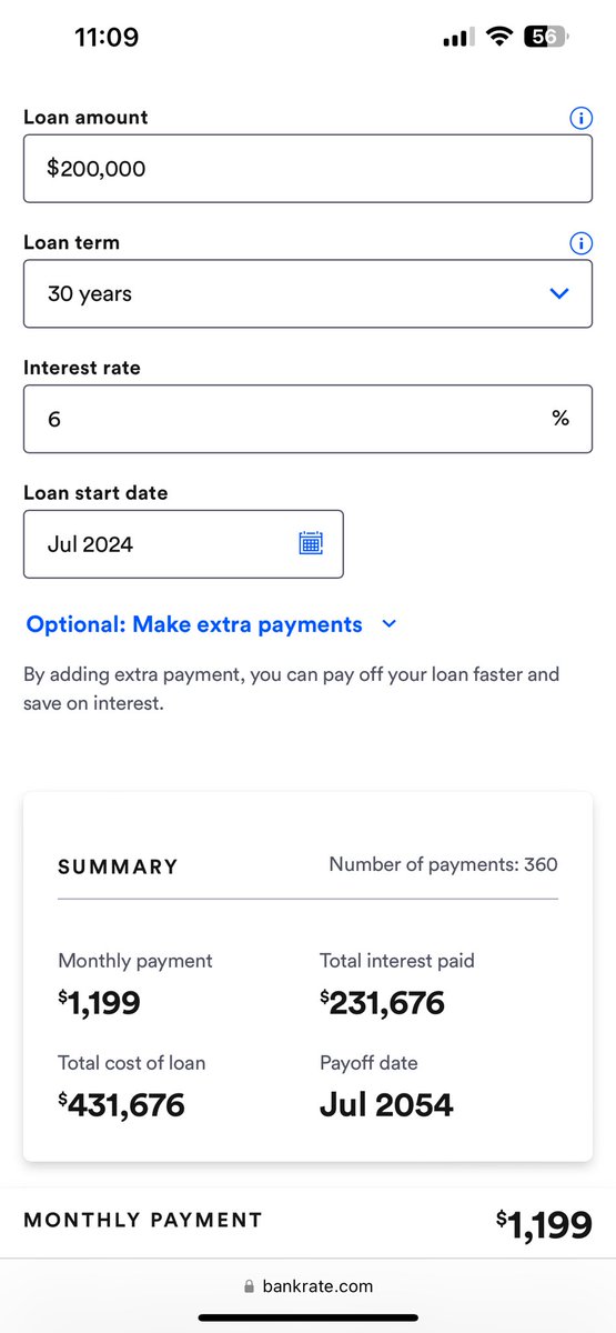 Grant_Gordon28's tweet photo. @Don42B @DrFunkhauser @MarketPalmer_ lol, yes (basically).

Here’s what a $200,000 mortgage looks like @ 6% for 30 years. You won’t dip under a $100,000 mortgage balance until July 2045 (21 years into the 30 year term). I’ll never understand why these massive life decisions aren’t researched and understood properly. https://t.co/3L4zS43u9i