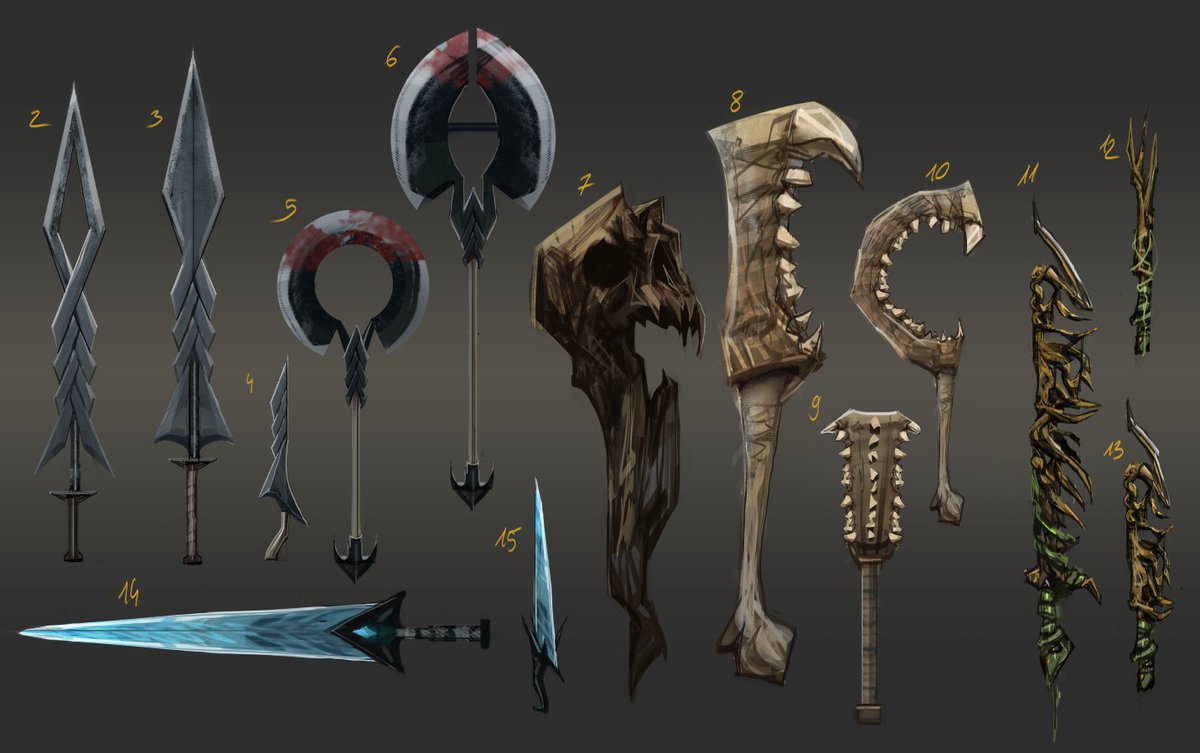 Our game is better each day! 💪
Left: #lowpoly weapons models made today by <a href="/Jaworzyn737/">Mateusz Jaworzyn</a> 
Right: #conceptart for those weapons made by:
<a href="/IIKoBuChII/">Konrad Waściński</a> 

(Follow us for constant updates). 
#indiedev #gamedev