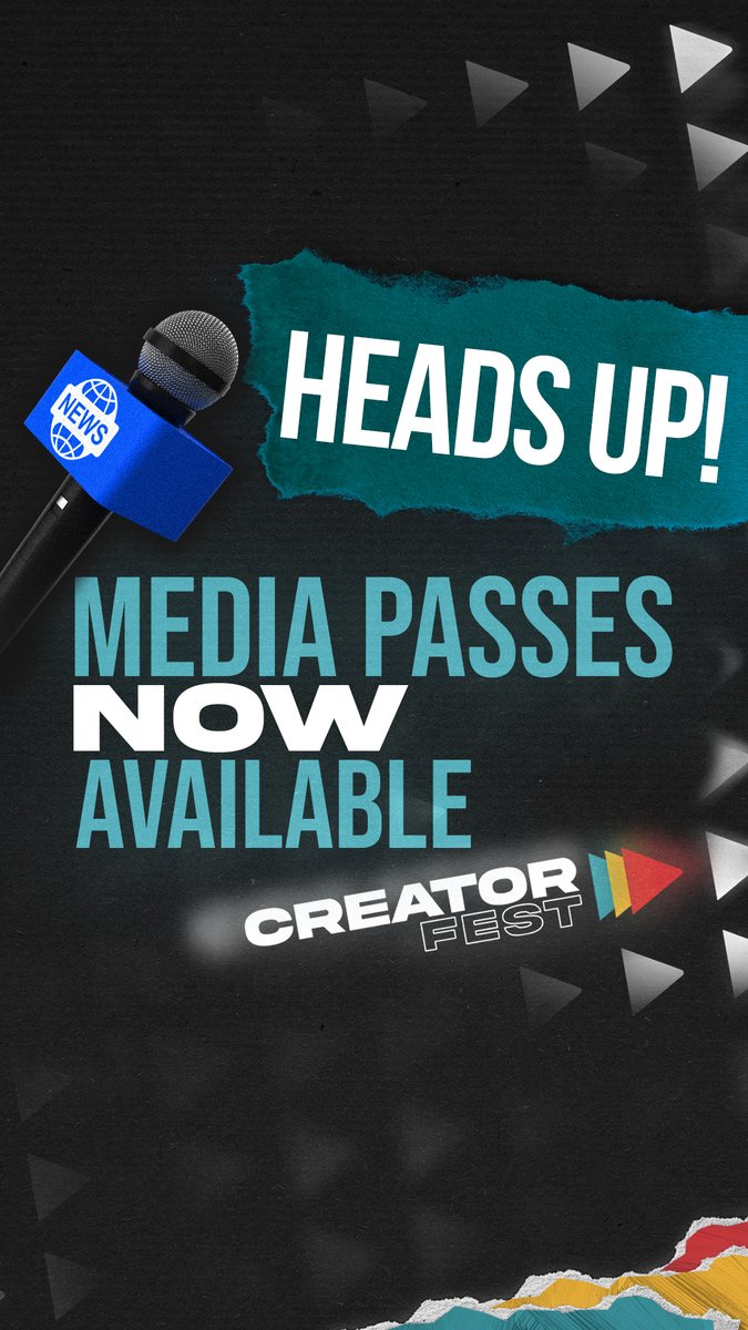 creatorfestlive's tweet photo. 🚨 Attention Media Professionals!🚨

🌟 We are offering you the chance to get a FREE VIP TICKET to CreatorFest in exchange for PRESS ACCESS

⌨️ For more details comment MEDIA below and we'll immediately get in contact with you to forward the application to get the ball rolling! https://t.co/J2j5F7PSqs