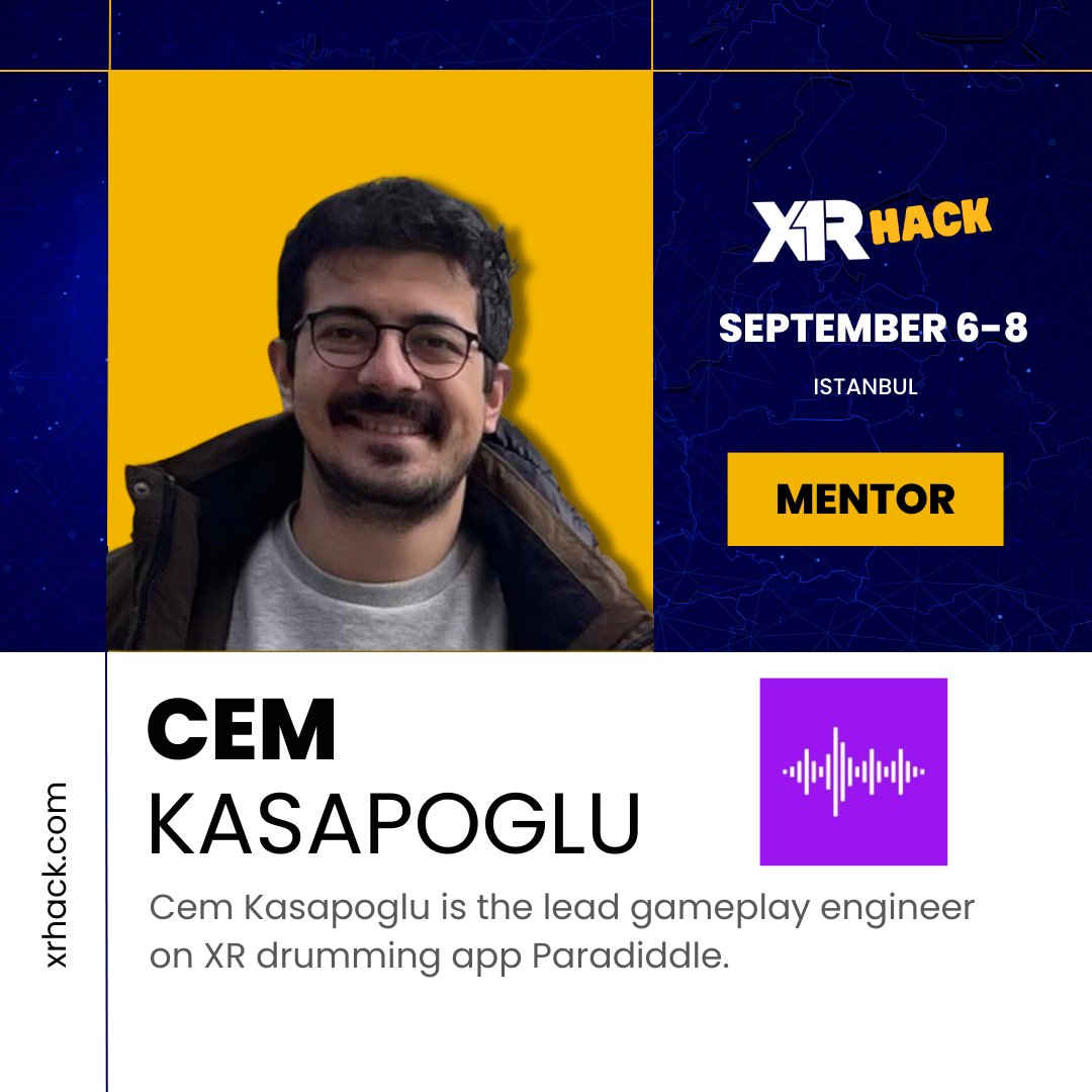 #XRHack Istanbul Judges &amp; Mentors Announcement: 
Emre Tarnirgan, founder &amp; CEO of XR Drumming App, <a href="/ParadiddleVR/">Paradiddle</a>, as a Judge and their lead gameplay engineer, Cem Kasapoglu, as a Mentor! 🙌

Innovate, learn, and connect at #XRHack #Istanbul!