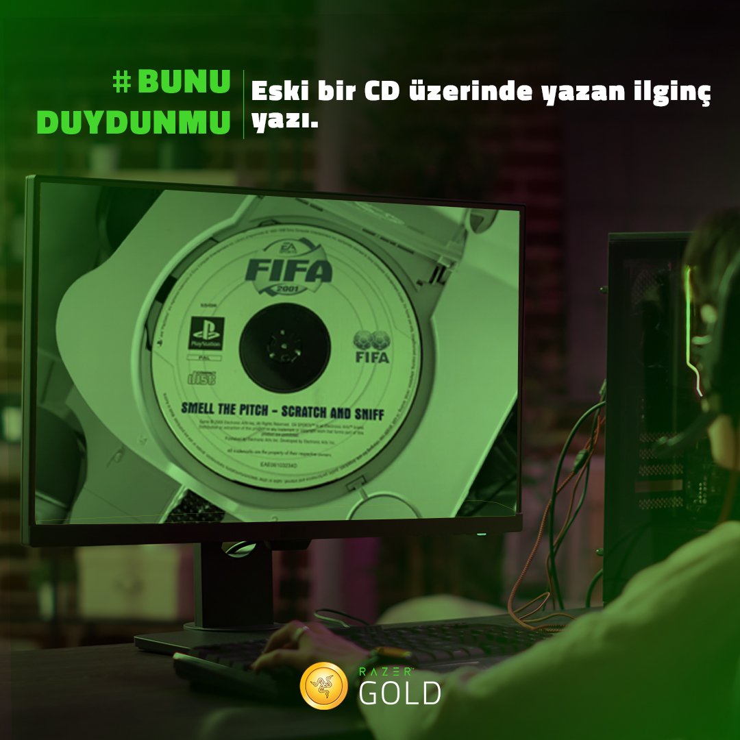 RazerGoldTurkey's tweet photo. 🎮💿 2001'de FIFA, sadece görsel ve işitsel bir deneyim sunmakla kalmadı, aynı zamanda koku duyunuza da hitap etti! FIFA 2001'in CD'sinde "Smell the pitch - scratch and sniff" yazıyordu. CD'yi ovalayıp çim kokusunu alabileceğiniz söyleniyordu! 🌿⚽️

#FIFA2001 #RetroGaming #Gaming https://t.co/tLvPahMePu