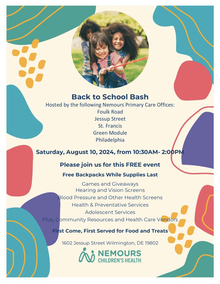 WManorCSD's tweet photo. Check out this Back to School event hosted by our community partner Nemours Children’s Health! https://t.co/B0vOs8ixD4