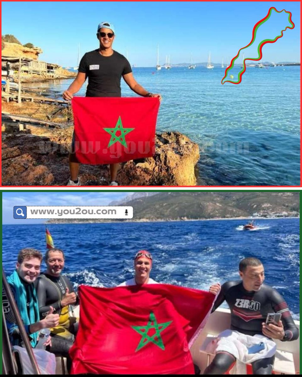 you_2ou's tweet photo. تمكن السباح المغربي🇲🇦 حسن بركة من عبور قناة المانش بين إنجلترا🇬🇧 وفرنسا🇨🇵 على مسافة 55 كلم في ظرف 15 ساعة و55 دقيقة وذلك في أكبر تحد في مشواره. https://t.co/FK6utGhLYG