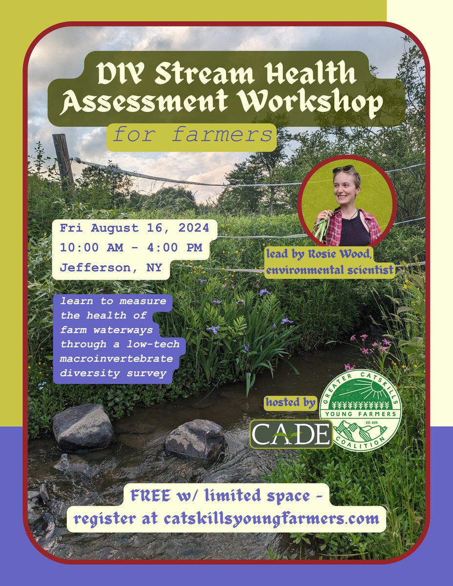 EcologyImp's tweet photo. Lets talk Macroinvertebrates &amp; Stream Health! Come learn how to assess your stream's health with a low-tech tool set with the Greater Catskills Young Farmers Coalition - Thank you so much to CADE and the community of farmers committing to these kinds of skill share events! https://t.co/7VxtCmf0gI