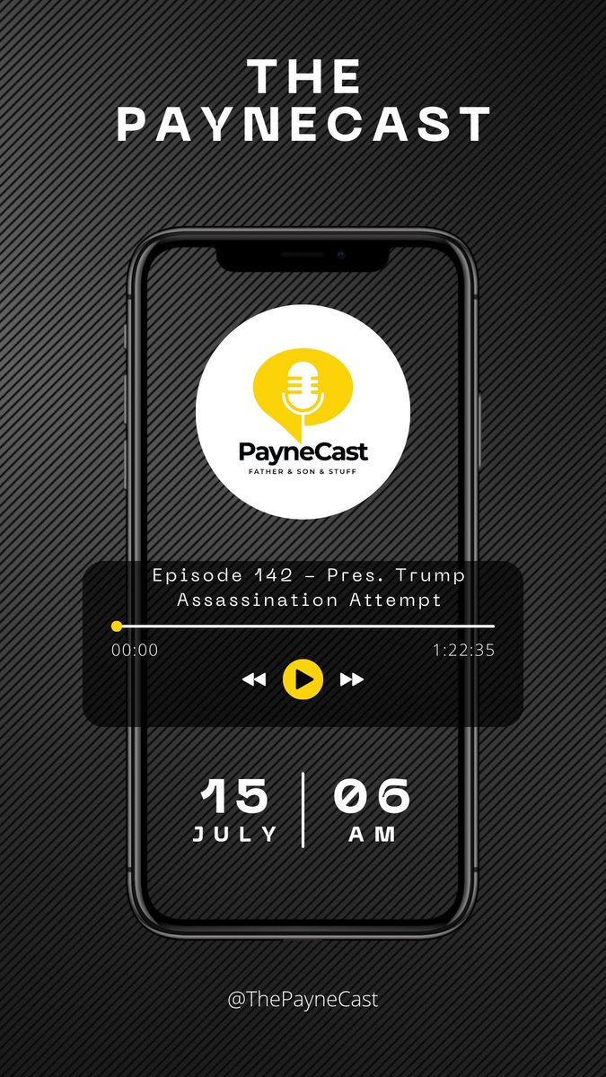 ThePayneCast's tweet photo. PayneCast 7/15:

- Trump Assassination Attempt
- MLB All-Star Break and Draft preview
- Greatest TV character of all-time?
- Most memorable play you ever witnessed? Most memorable play you remember, but didn’t witness?
- Preview Upcoming Football Season

https://t.co/nvJd56HPkv https://t.co/PMwiOzgYjQ