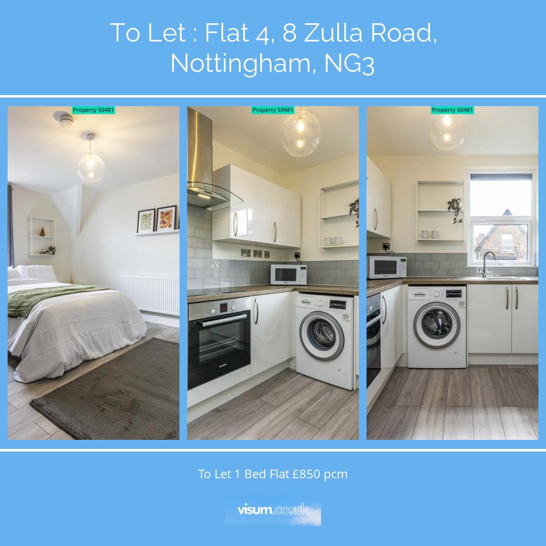 Flat 4, 8 Zulla Road, Nottingham, NG3

🛏 1 bed 
🛋 0 reception 
🚿 1 bath 

To Let 1 Bed Flat £850 pcm 

📲 Get in touch with our team today! 

📞01455 364911 
📧 onthemarket-enquiries@visum.co.uk