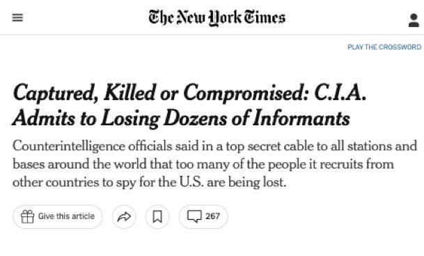 CarlaPaneca's tweet photo. #TopSecretDocuments 🇺🇸
«it is plausible that a former President of the United States may have contributed to the deaths, through negligence or otherwise, of CIA informants globally» https://t.co/WTuynk1hVA
