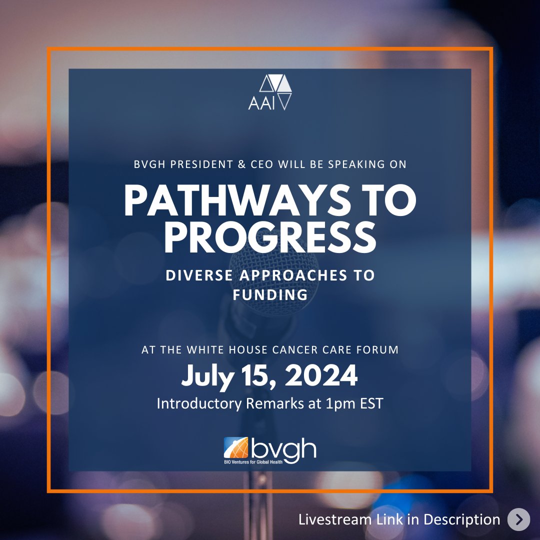 BVGH President &amp; CEO Jennifer Dent will be speaking at the White House's #Cancer Care Forum today on "Pathways to Progress: Diverse Approaches to Funding". 

The introduction for the forum will be livestreamed at 1pm EST here: youtube.com/live/Wbn9_hjMo…