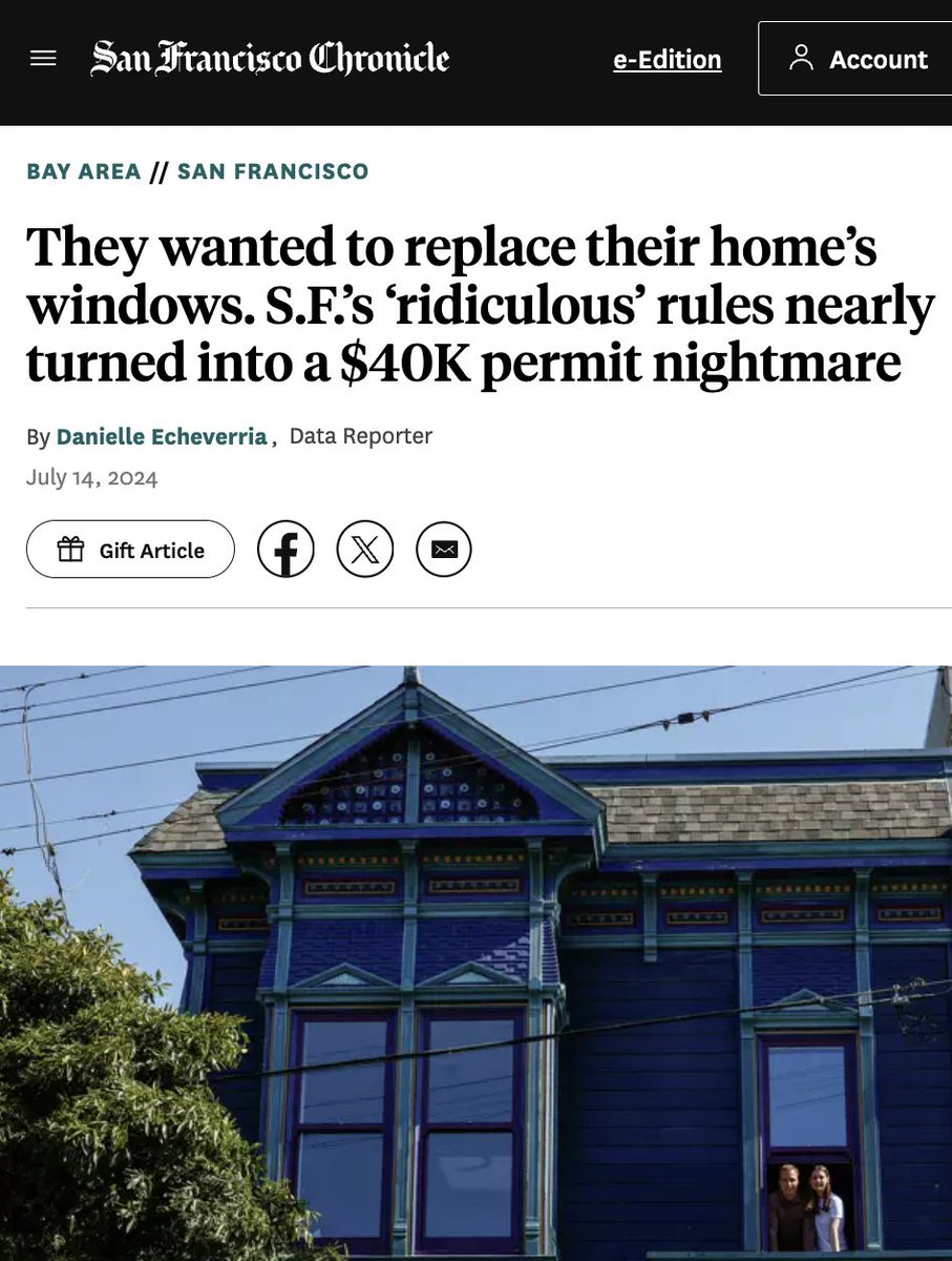 A San Francisco couple wanted to install 5 energy-efficient windows in their home.  

The city's Planning Department referred them to a 14-page document, estimated the cost at $40,000, and expected them to foot the bill.  

Bureaucracy is directly impeding our climate goals.