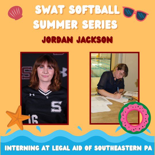 First on our #SummerSeries ☀️ is our senior outfielder, <a href="/jordanjackson9_/">Jordan Jackson</a> ! 

She is spending her summer  working at Legal Aid of Southeastern PA in West Chester. This is her second summer as an intern there, focusing on the Chester County Mobile Home Tax Reassessment project.
