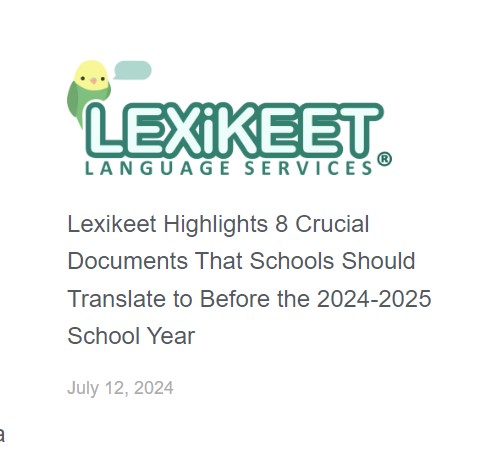 Lexikeet (@lexikeet) on Twitter photo Discover our tips for schools on translating essential documents to support non-English-speaking families. Let’s make the 2024-2025 school year inclusive for everyone! Via <a href="/edCircuit/">edCircuit - emPowering the education conversation</a>
shorturl.at/ckuL9
#Education #Translation #Inclusivity #BilingualEducation #ESL Discover our tips for schools on translating essential documents to support non-English-speaking families. Let’s make the 2024-2025 school year inclusive for everyone! Via <a href="/edCircuit/">edCircuit - emPowering the education conversation</a>
shorturl.at/ckuL9
#Education #Translation #Inclusivity #BilingualEducation #ESL