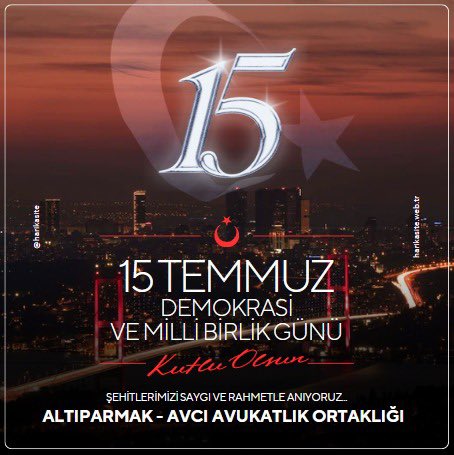 15 Temmuz hain darbe girişiminin 8’inci yıl dönümünde, ülkemiz için hayatını veren tüm şehitlerimize Allah'tan rahmet dileriz..
Bir daha böyle kara günler yaşamamak dileğiyle...
#15Temmuz
