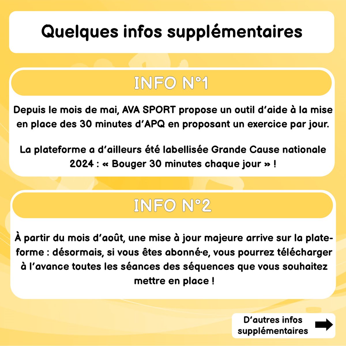 OUTIL POUR ENSEIGNER L'EPS ⛹️

Si vous cherchez un outil pour enseigner l'EPS, que vous enseigniez en cycle 1, en cycle 2 ou en cycle 3, AVA SPORT est fait pour vous ! 👌

#teampe

👇