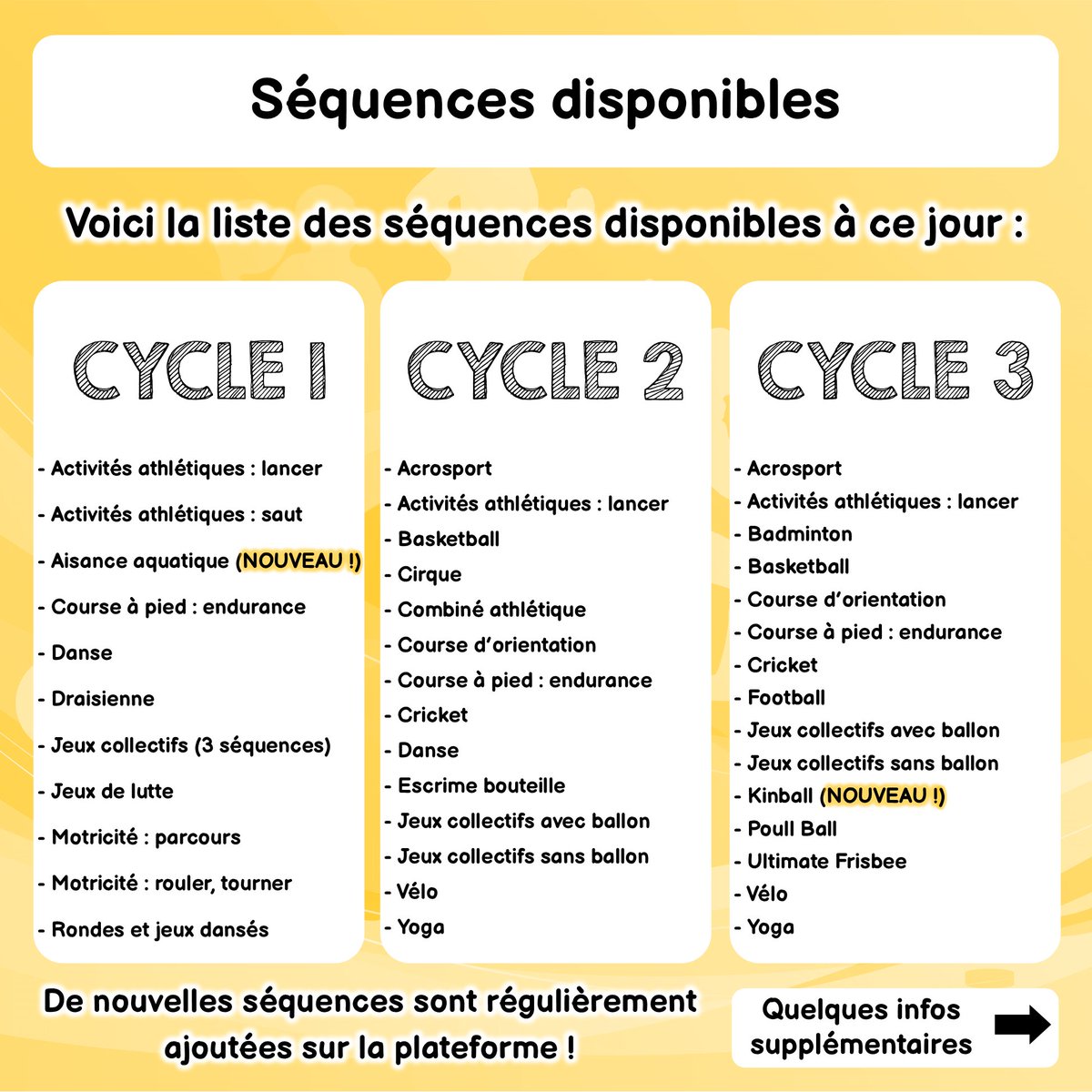 MaitresLunicole's tweet photo. OUTIL POUR ENSEIGNER L'EPS ⛹️

Si vous cherchez un outil pour enseigner l'EPS, que vous enseigniez en cycle 1, en cycle 2 ou en cycle 3, AVA SPORT est fait pour vous ! 👌

#teampe

👇 https://t.co/ryl4qM7WZo