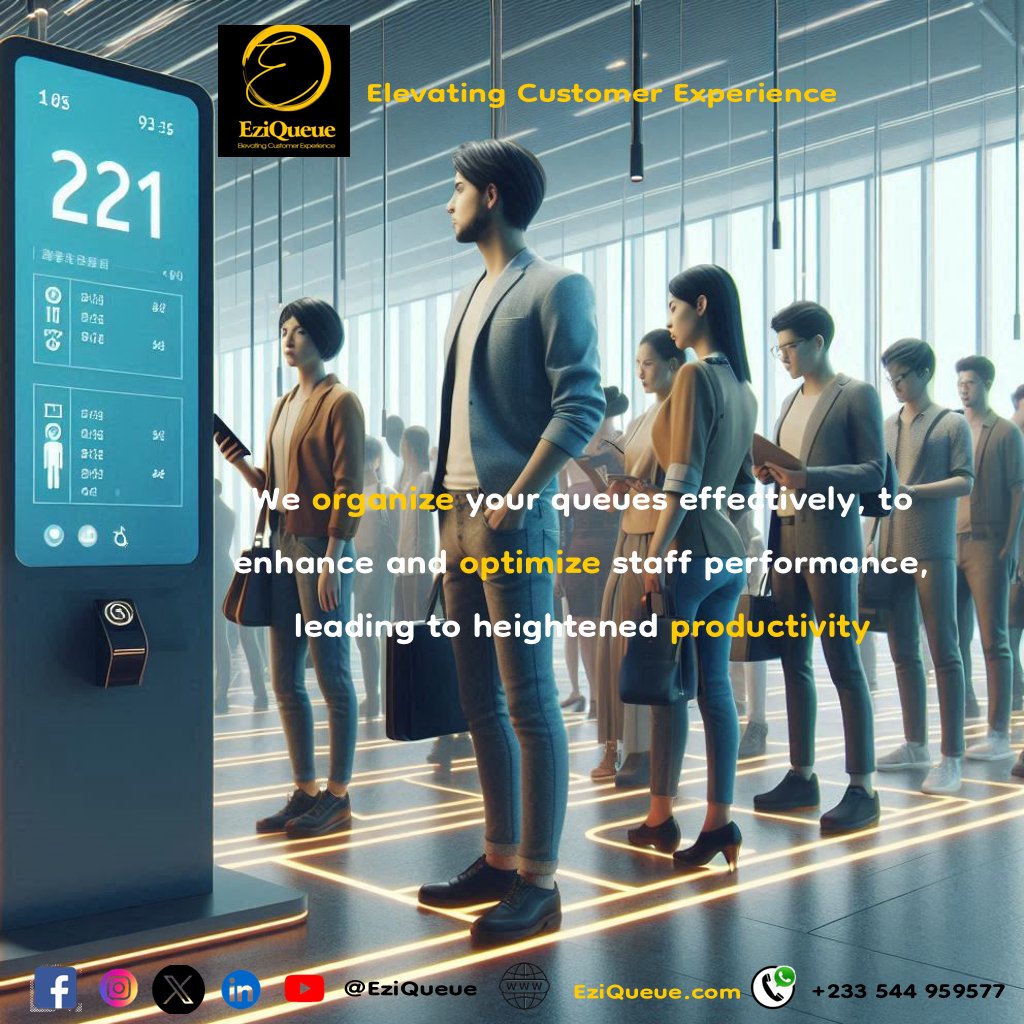EziQueue's tweet photo. Imagine a scenario where customers are frustrated due to long waiting times, or where staff members are overwhelmed by chaotic queues. These situations not only lead to dissatisfaction but also affect the efficiency and morale of your workforce. https://t.co/JOkZJQ6aXx https://t.co/l3ioZJPyel