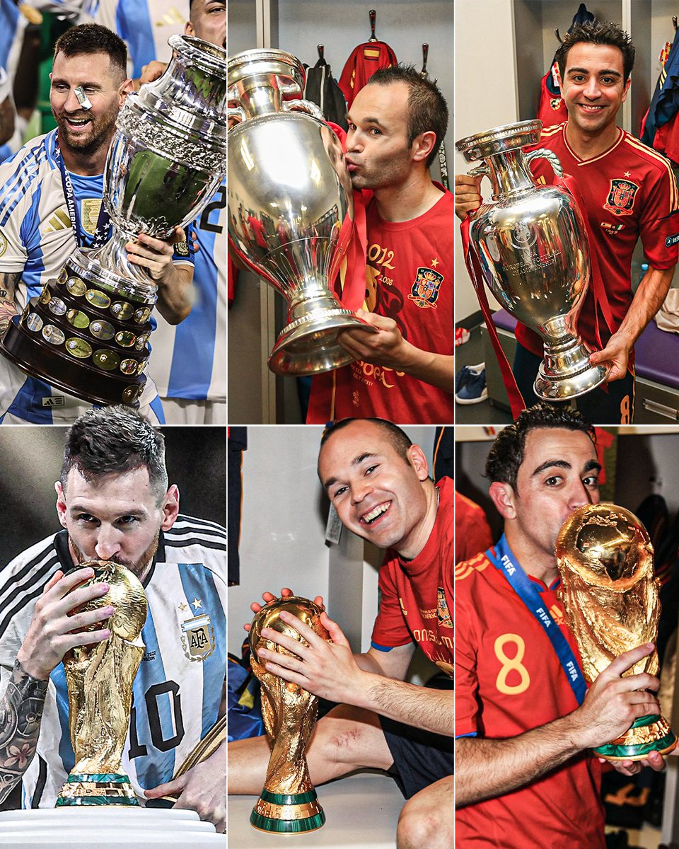 ESPNFC's tweet photo. Lionel Messi, Andrés Iniesta and Xavi now all have two continental titles and one World Cup to their names 🏆

Barcelona heritage 💙❤️ https://t.co/m4RzGBEItz
