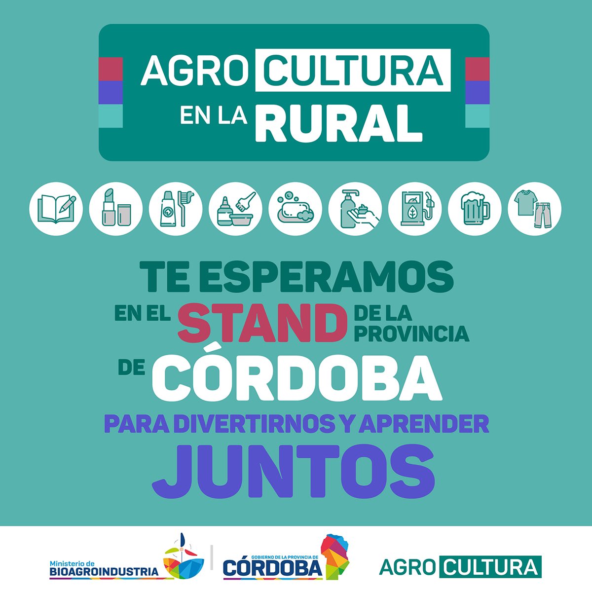 #AgroCultura llega a <a href="/exposicionrural/">Exposición Rural</a> de la mano del <a href="/minagricba/">Ministerio de Bioagroindustria de Córdoba</a> y vamos a jugar juntos!

Pasa por el stand de la Provincia de Córdoba de 15 a 17 a descubrir cuánto campo hay en tu vida y llévate un premio!

#ExpoRural #Palermo #ExpoRural2024 #ElCampoEnTuVida