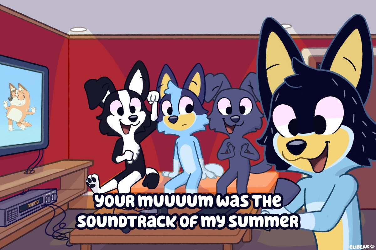 wobbling_fish's tweet photo. I want to thank @elibearries for these wobbly commissions.  These are just some inside jokes between us when we do karaoke😄

#bluey #blueys_mom aka #chilli 🙃 https://t.co/MB2yi38wza