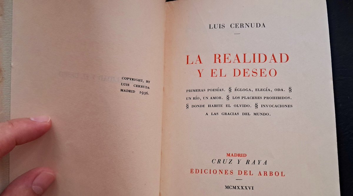 Martinelomar's tweet photo. Llevaba mucho tiempo con ganas. Y hoy, ¡por fin!, ha caído. Simplemente, muy especial. #LuisCernuda #Larealidadyeldeseo @LuisCernudaPoet https://t.co/1gHZ9NFMBU