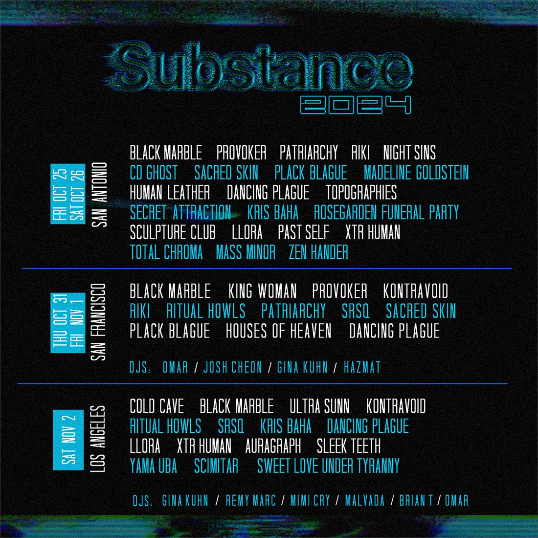 Substance Fest expands to 3 cities, taps Cold Cave, Black Marble, Provoker, King Woman, more for 2024 lineups brooklynvegan.com/substance-fest…