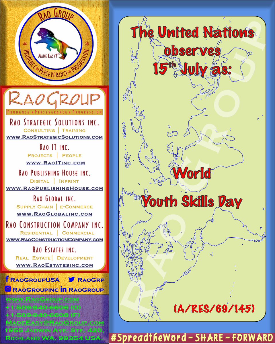 RaoGroupUSA's tweet photo. Rao Group extends its heartiest wishes on Youth Skills Day!

509-940-6606 
1955 Jadwin Ave Ste 420 RichlandWA 99354
https://t.co/1zvDNUcgEN
#raogroup #raoitinc #richlandwashington #richlandwa #kennewickwa #kennewickwashington #pascowa #pascowashington #tricitieswa #UnitedNations https://t.co/y5PVGFxneR