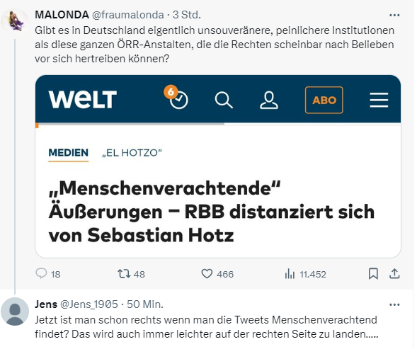 Jens_1905's tweet image. Wahnsinn diese Linke Bubble..... #fraumalonda #ElHotzo #ÖRR #RBB