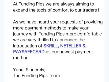 Propfirmedge's tweet photo. 🚀 Exciting news! @fundingpips @Khldfx has introduced new payment options! 💳💰 How do you feel about this update? Let us know! #FundingPips #NewPaymentOptions #forex #propfirm #funded #propfirmwatchdog https://t.co/BPu5qcNO4G