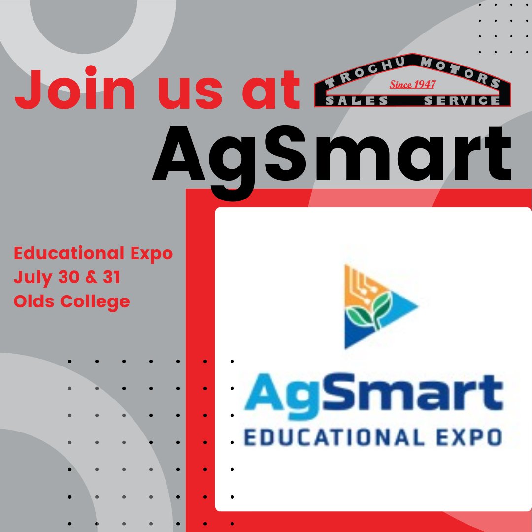 We are at AgSmart! 

AgSmart is a two-day educational expo focused on data and technology across the agriculture sector.
Join us at the AgSmart Educational Expo at Olds College on July 30th &amp; 31st!