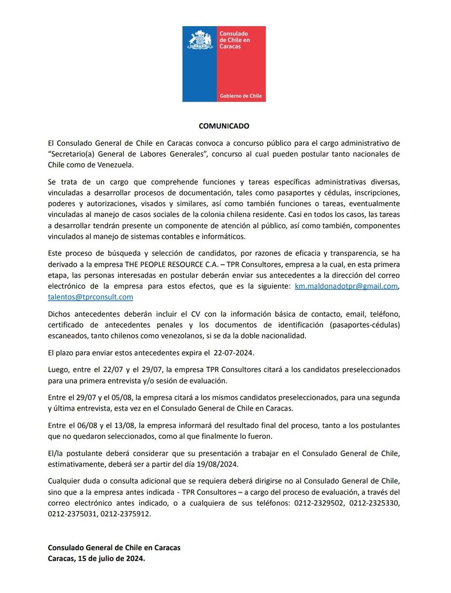 Consulado General de Chile en Caracas tweet media