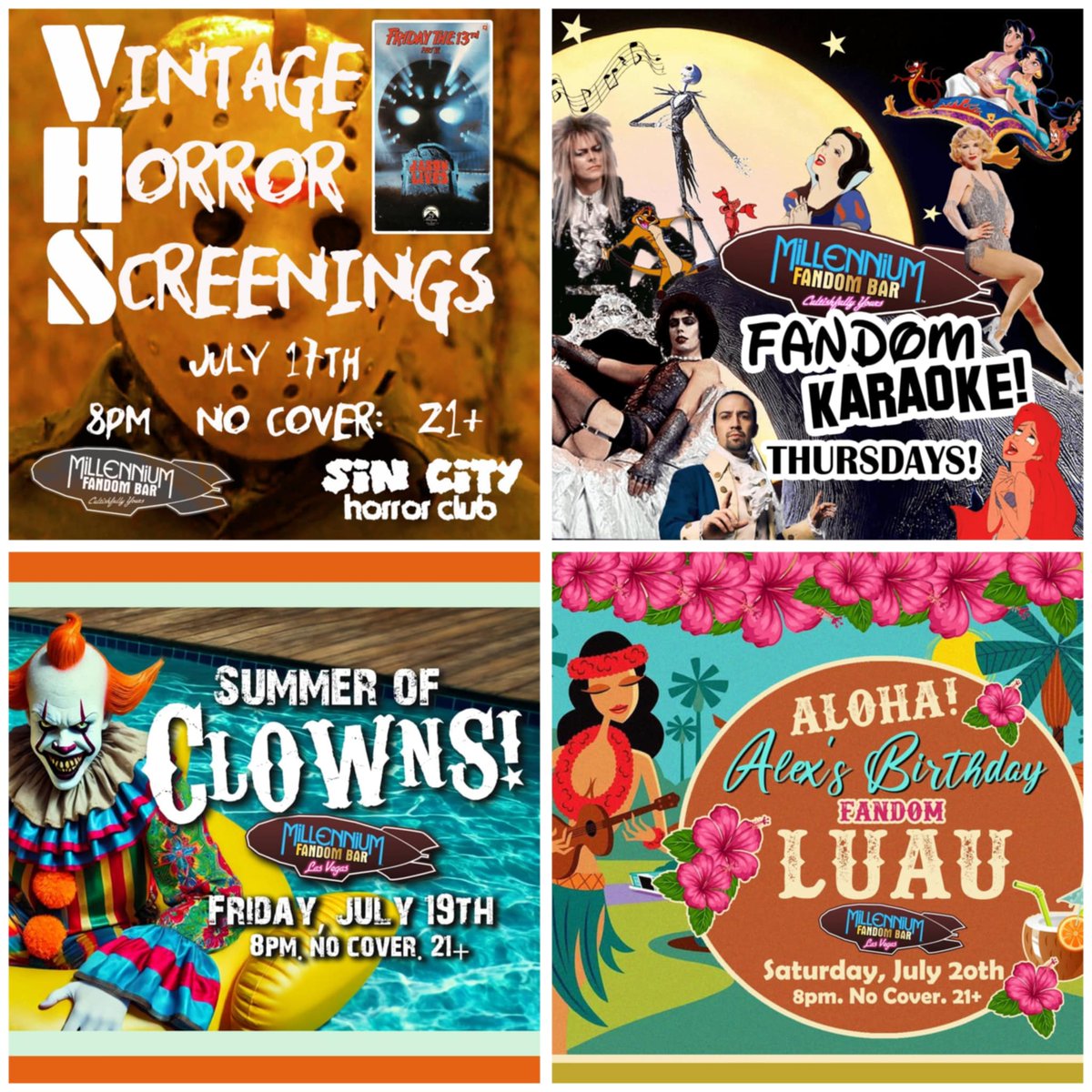 FandomBarLV's tweet photo. WEEK EVENTS @ https://t.co/mRjHI5EHxN 
'Cosplay or not, Let's Fandom!' 
NO COVER - 21+ 
#MillenniumFANDOMBAR #FandomBar #FandomBarVegas #Fandom #Cosplay #CosplayBar #Costumes #LetsFandom #Cocktails #Mocktails #LasVegas #thingstodo #Events #FandomEvents #ThemeNights https://t.co/XWNMfLPd9v