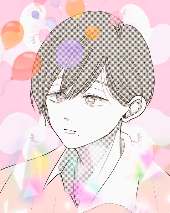 朝です。今日も1日頑張ろうファンシーな男子高校生描いたそして、いきなりのが困る#おはようの一枚 