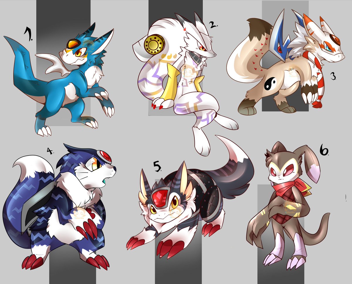 pikachim221's tweet photo. 1.#veemon #vee #dorumon
2. #renamon #kudamon #gradient
3.#reppamon #leppamon #dorumon
4.#prairemon #dorugamon
5.#armadillomon #dorugamon
6.#impmon #antylamon #antyramon 
 
27$ each OPEN PAYPAL   
#digimon #adopts #digifakes #fakemon #pokemon #fuzemon #fusionmon #digi_poke https://t.co/JnvxL7j1iL