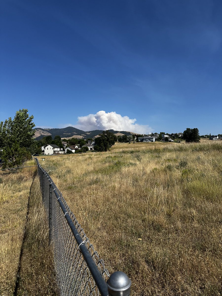 dodegaard's tweet image. The Miller Peak Fire from my back fence in Lower Miller Creek in Missoula. Bone dry and hot. Going pretty hard looks like. #mtfire ⁦@HotshotWake⁩