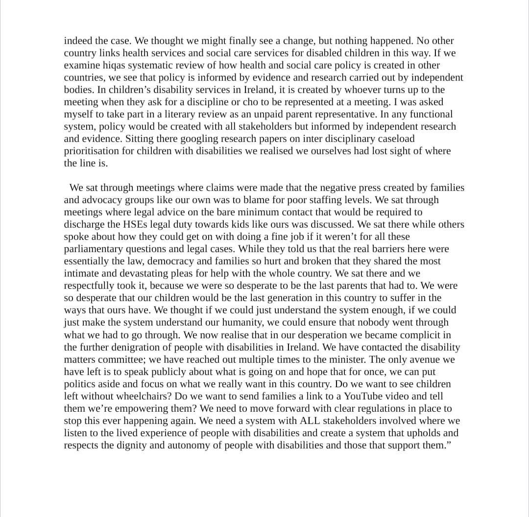 Two great advocacy groups <a href="/DCAWarriors/">DCA Warriors</a> and <a href="/fussireland/">Rachel Martin</a> - after serious engagement-  resigned their positions as parent reps with the National steering group. This statement captures the game playing of the HSE so powerfully 🙌