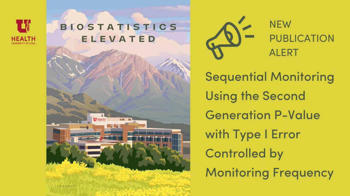 U of U Biostatistics (@uofubiostats) on Twitter photo 📢 Exciting new research alert! Dr. <a href="/JJ_Chipman/">Jonathan Chipman</a>'s innovative study on Sequential Monitoring using the Second Generation P-Value with Type I error Controlled by Monitoring Frequency is out now - read it at bit.ly/AS715 #BiostatsElevated <a href="/UofUMedicine/">Spencer Fox Eccles School of Medicine</a> <a href="/UofUHealth/">University of Utah Health</a> 📢 Exciting new research alert! Dr. <a href="/JJ_Chipman/">Jonathan Chipman</a>'s innovative study on Sequential Monitoring using the Second Generation P-Value with Type I error Controlled by Monitoring Frequency is out now - read it at bit.ly/AS715 #BiostatsElevated <a href="/UofUMedicine/">Spencer Fox Eccles School of Medicine</a> <a href="/UofUHealth/">University of Utah Health</a>