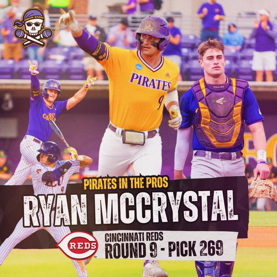 Pirate Radio ☠️ (@pr927fm) on Twitter photo 🏴☠️⚾️ With the 269th pick in the 9th round of the #MLBDraft24, the Cincinnati Reds select ECU Baseball Alumni Ryan McCrystal <a href="/ryanmccrystal9/">Ryan McCrystal</a> 🏴☠️⚾️ With the 269th pick in the 9th round of the #MLBDraft24, the Cincinnati Reds select ECU Baseball Alumni Ryan McCrystal <a href="/ryanmccrystal9/">Ryan McCrystal</a>