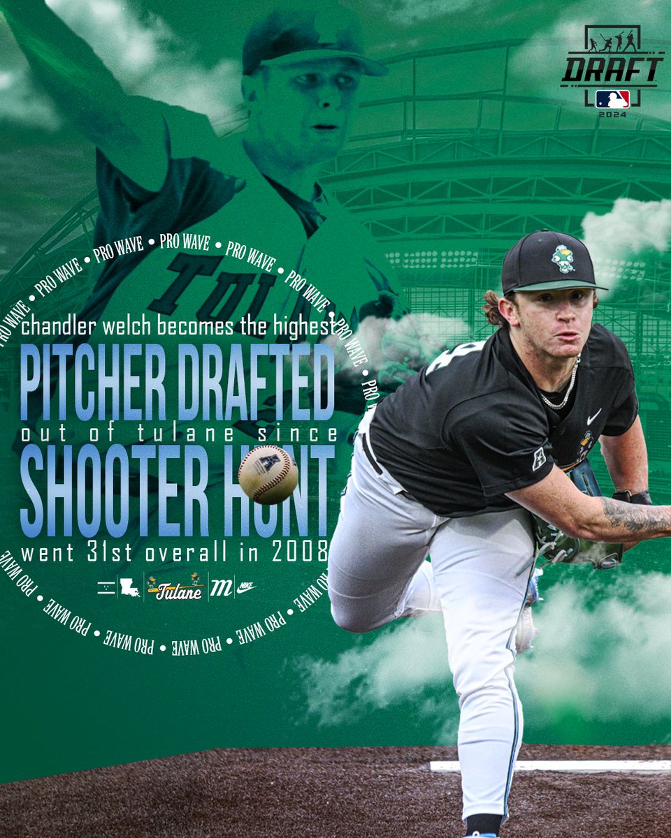 GreenWaveBSB's tweet photo. Been a minute since we've had an arm drafted this high.

#RollWave 🌊⚾️ | #ProWave https://t.co/vghJLrxgft