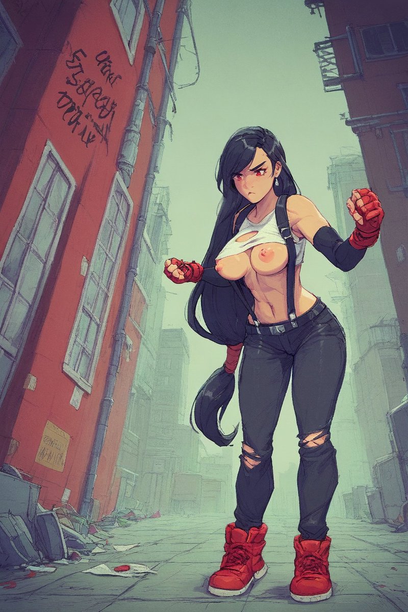 pixel_pinups's tweet photo. Getting torn up! #TifaLockhart #battledamage https://t.co/cUvFTrrjCd