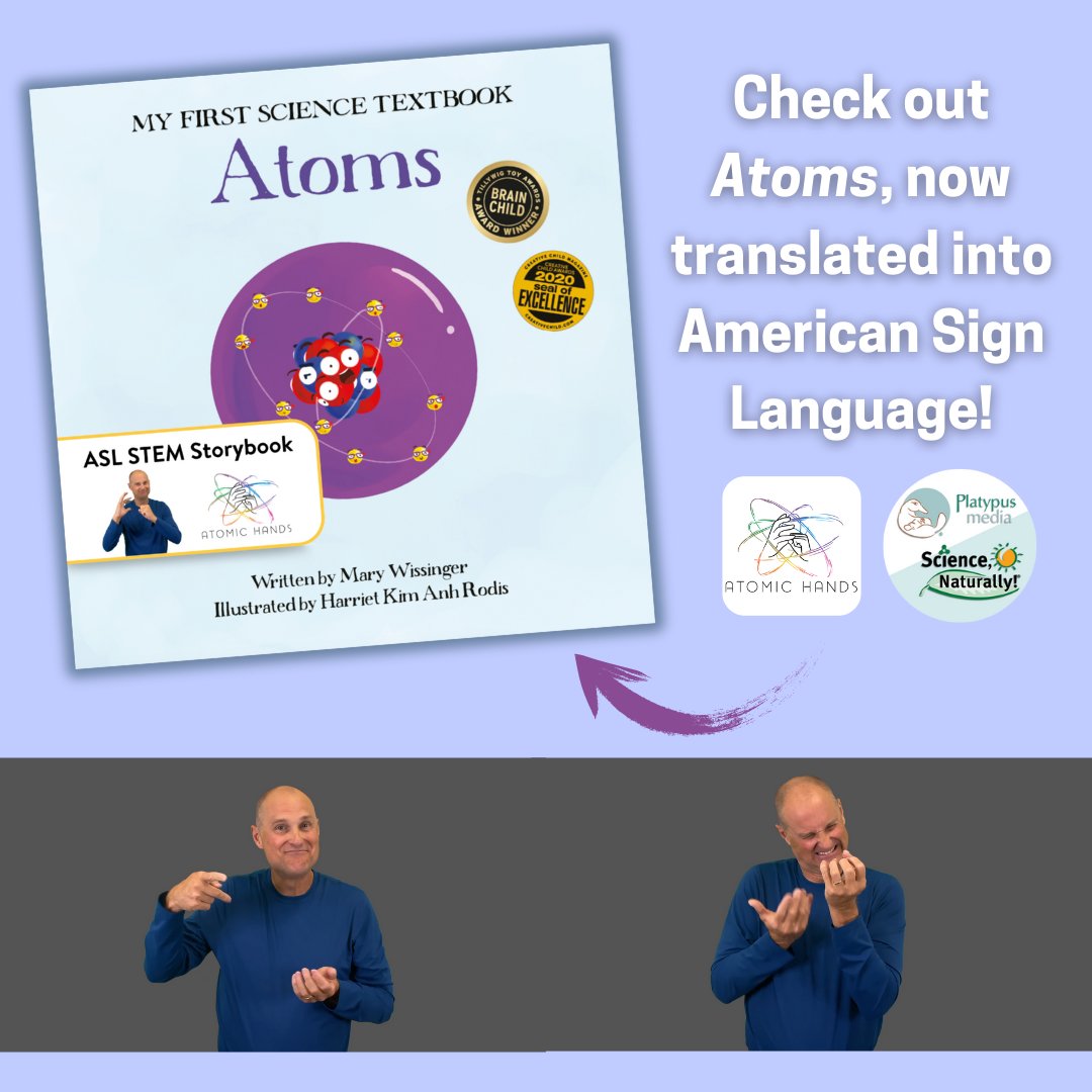 From our collaboration with @atomichands—Here, Michael is signing about how an atom is created! Squish together protons and neutrons, use high heat, and sprinkle in electrons ⚛ #americansignlanguage
atomichands.com/asl-stem-story…