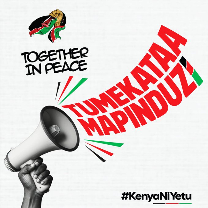 Lets prioritize peace over anarchy because we have no other country. We choose dialogue over chaos, we love Kenya 🙏🫶💪
#KenyaNiYetu 
#WaKenyaSioWajinga 
#BonifaceMwangiMustGo 
#PlannedProvocation 
#occupyshamba