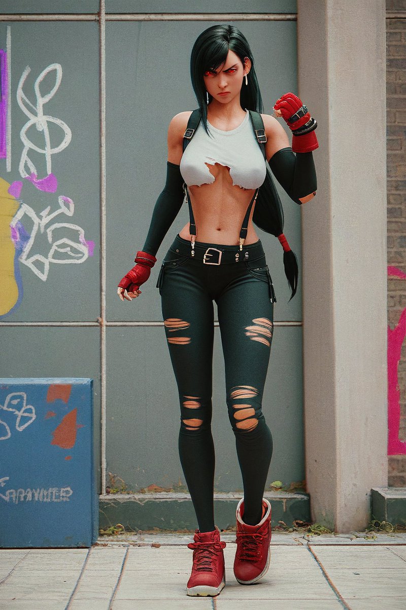 pixel_pinups's tweet photo. Getting torn up! #TifaLockhart #battledamage https://t.co/cUvFTrrjCd