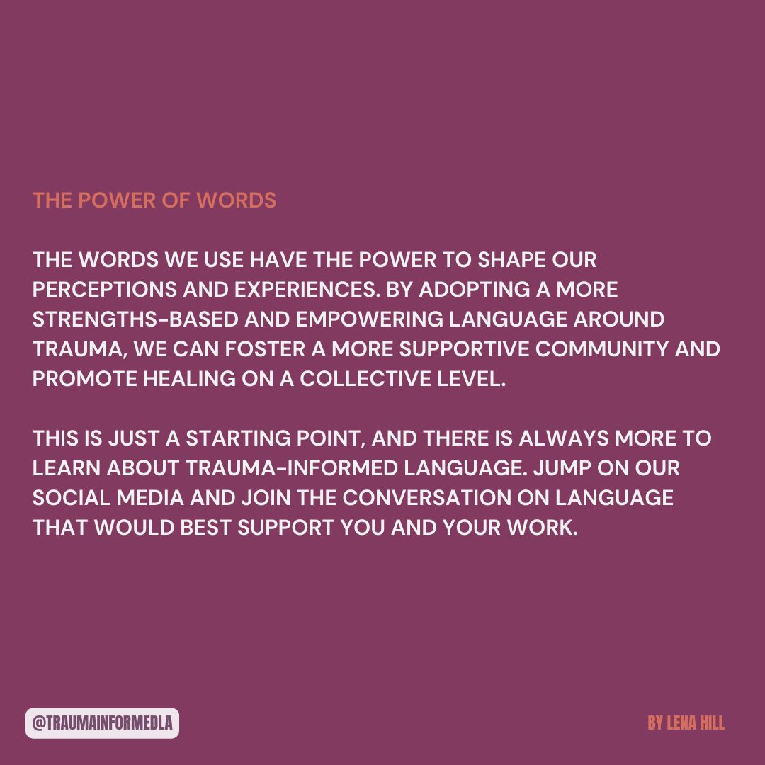 traumainformdla's tweet image. Happy Mindful Monday! 🤗

This week&apos;s piece by Lena Hill focuses on reframing trauma language! 💞

Visit our website for more content 
To view previous blog posts, visit our blog! 🌻

#traumainformedla #blogday