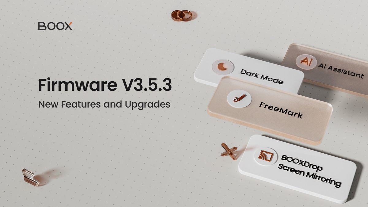 OnyxBoox's tweet image. #VideoTutorial

Check out the live demo of all the amazing new and existing features in firmware V3.5.3: FreeMark, Dark Mode, BOOXDrop Screen Mirroring, and more! Best of all, these features are completely FREE—no subscription required. Watch now at bit.ly/3xWbnTM