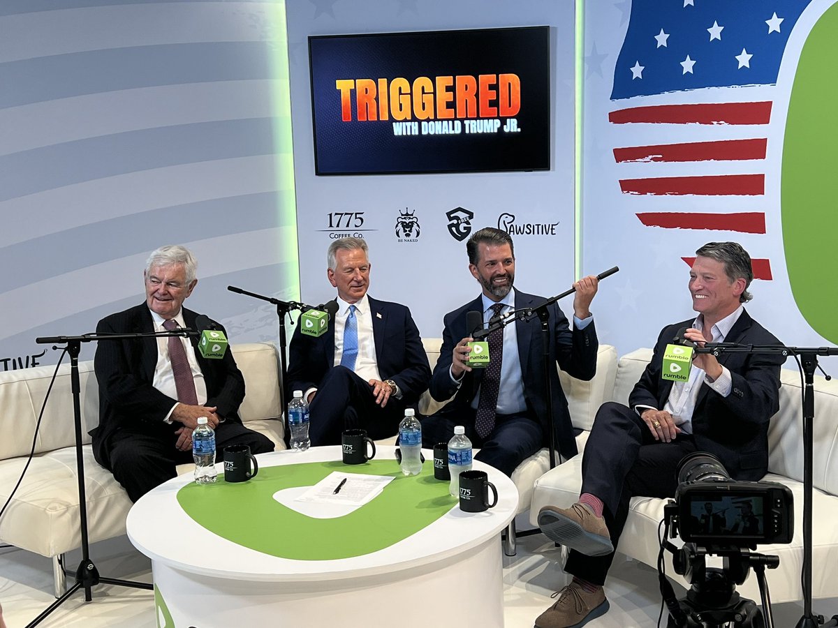 CoachForGov's tweet photo. Sitting down with @DonaldJTrumpJr, @newtgingrich, and @RonnyJacksonTX now. Join us on @rumblevideo! 

https://t.co/Z7sul9yJI9 https://t.co/7xkxH57aX5