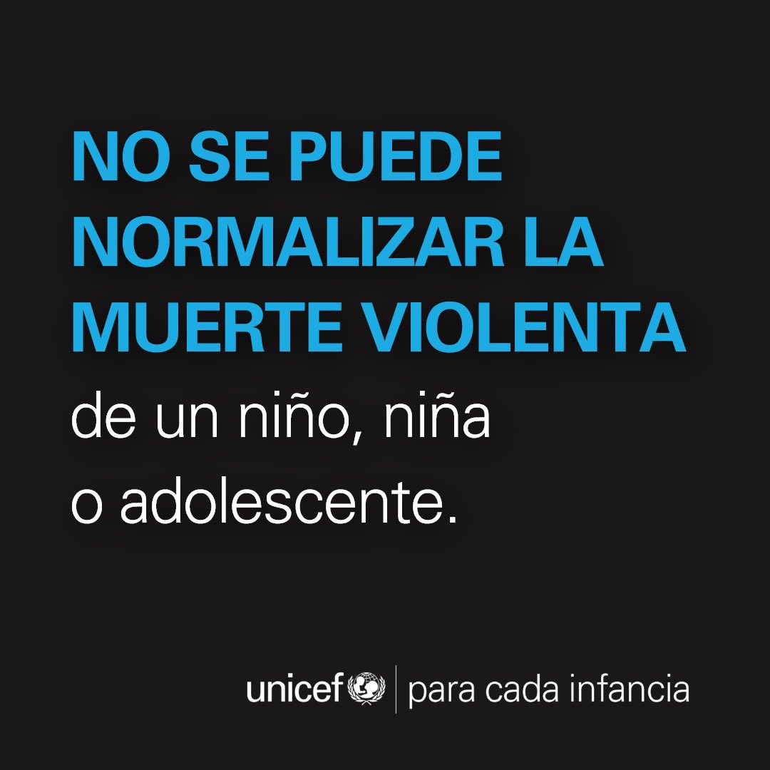 UnicefChile's tweet photo. El Estado debe garantizar entornos seguros a niños, niñas y adolescentes. 

Chile aún está a tiempo de revertir esta tendencia y evitar que el homicidio sea la principal causa de muerte de adolescentes, como sucede en otros países de la región.

Lee más: https://t.co/k2lS1B9FX0 https://t.co/mwf3mKpvyI