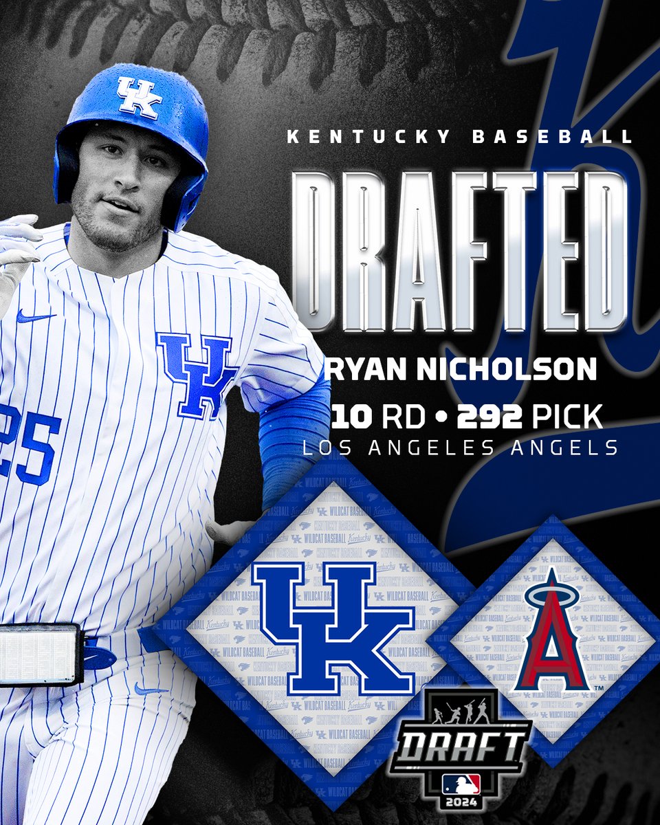 Kentucky Baseball (@ukbaseball) on Twitter photo The Los Angeles Angels grabbed postseason hero and certified #BigBlueBomb stud <a href="/rynicholson25/">Ryan Nicholson</a> in the 10th round of the 2024 MLB Draft!
#RecruitandDevelop The Los Angeles Angels grabbed postseason hero and certified #BigBlueBomb stud <a href="/rynicholson25/">Ryan Nicholson</a> in the 10th round of the 2024 MLB Draft!
#RecruitandDevelop