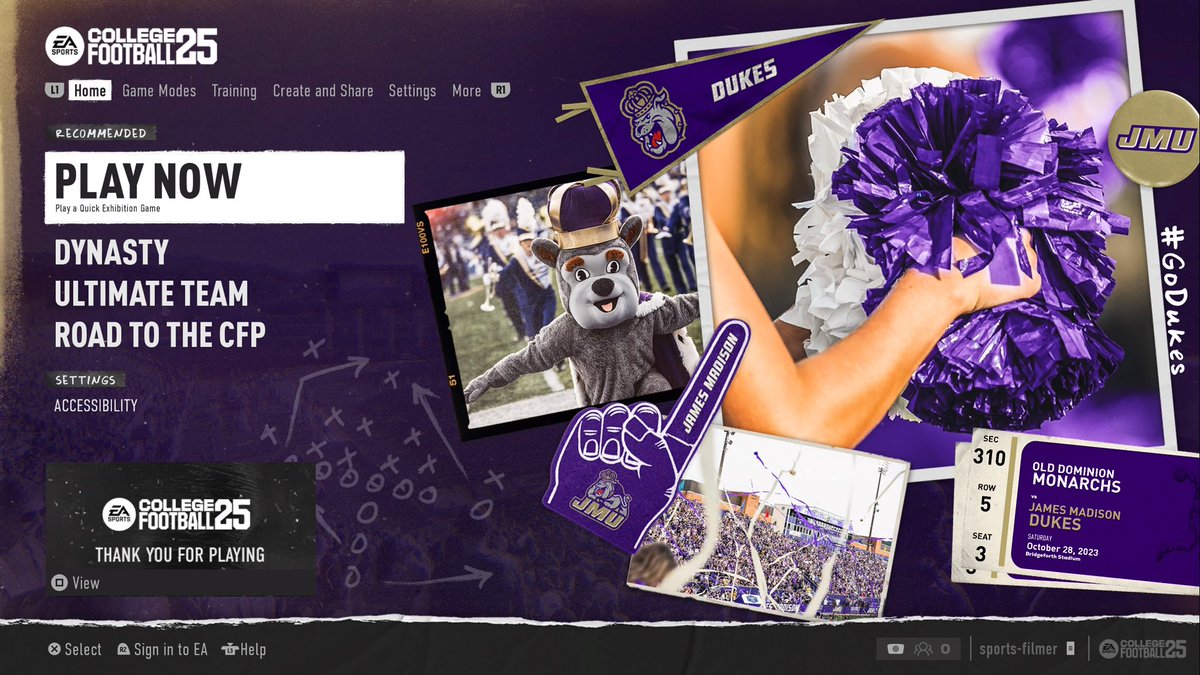 JMUFootball's tweet photo. First Impressions 👀

#GoDukes | #CFB25 https://t.co/0gIKLO4osT
